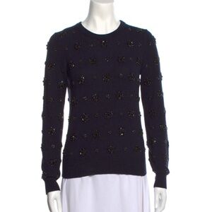 Michael Kors Collection Navy Long Sleeve Cashmere Crew Neck Sweater Size XS Wome